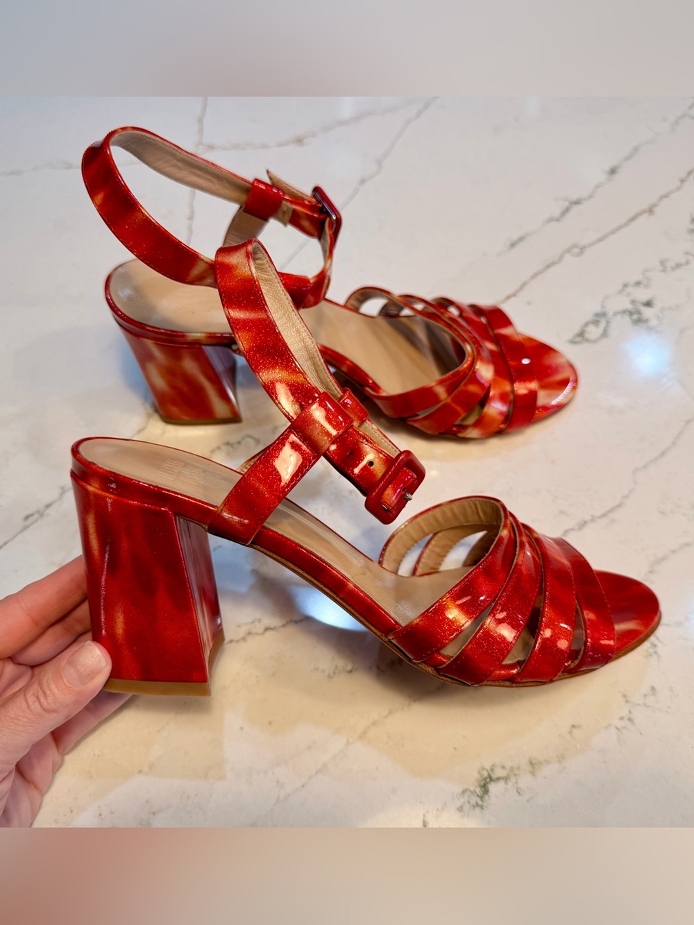 Maryam Nassir Zadeh Palma Low Sandal- Red Tortoise Print Size 38.5 US 8 - Picture 4 of 13